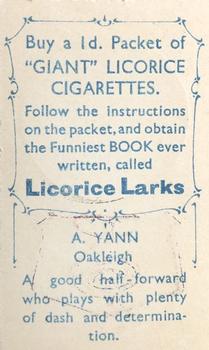 1933 Giant Brand Australian Licorice League and Association Footballers #NNO Frank Yann Back